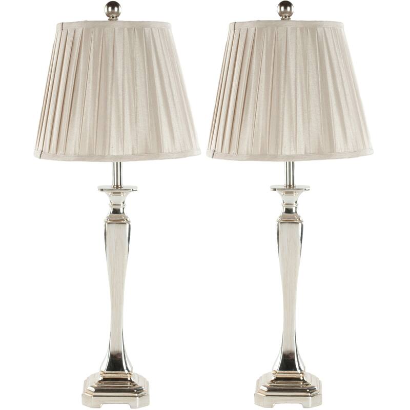 SAFAVIEH Lighting Kimberlie 28-inch Champagne Silky Table Lamp (Set of 2) - 12"x12"x27" - 12Wx12Dx27H
