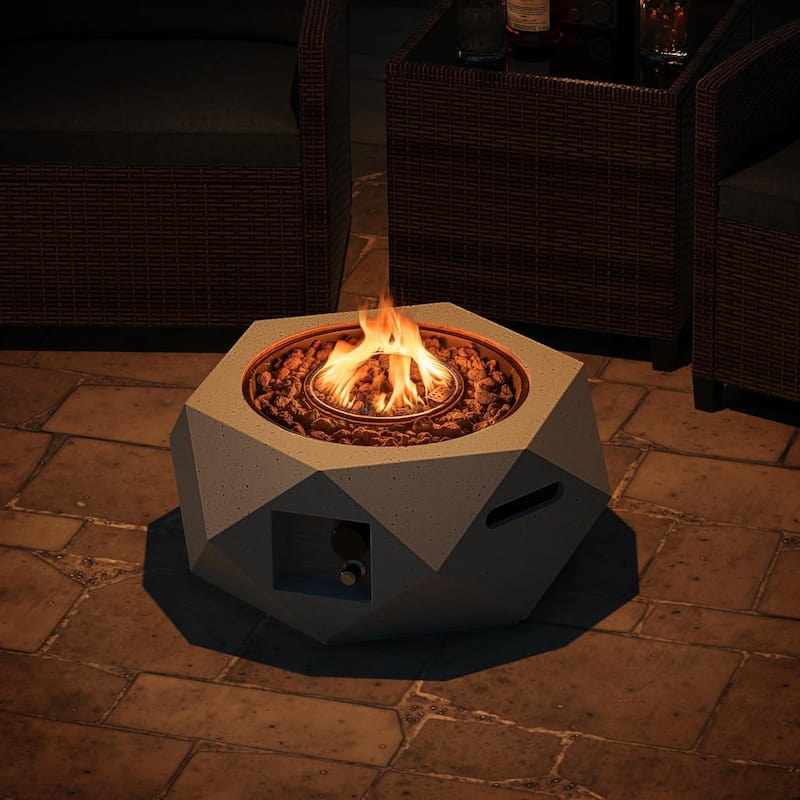 Propane Fire Pit Table Set 28" Terrazzo Gas Fire Pit