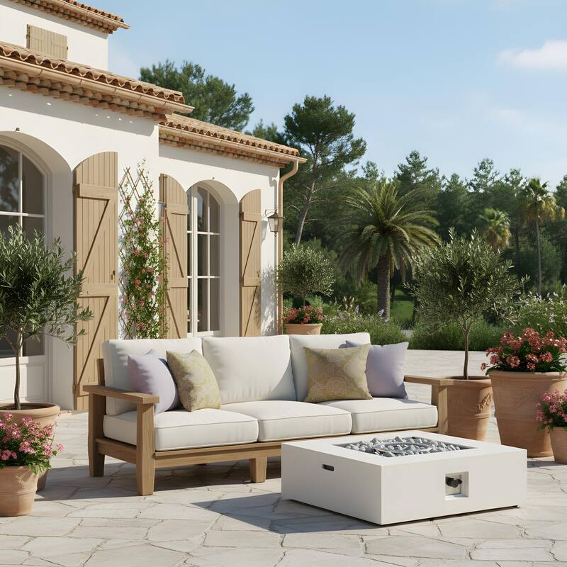 Aidan Outdoor 50,000 BTU Lightweight Concrete Square Fire Pit (No Tank Holder) by Christopher Knight Home