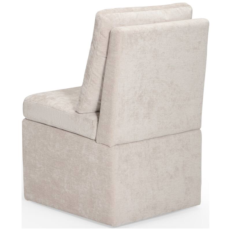 Stansberry Chenille Upholstered Armless Dining Chair with Under Seat Storage and Caster Wheels (Set of 2)