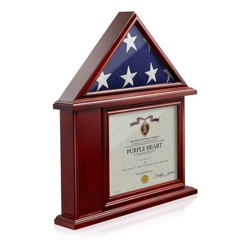 Flag, Certificate Holder Shadow Box fits 3' X 5' Flag by Reminded - Cherry