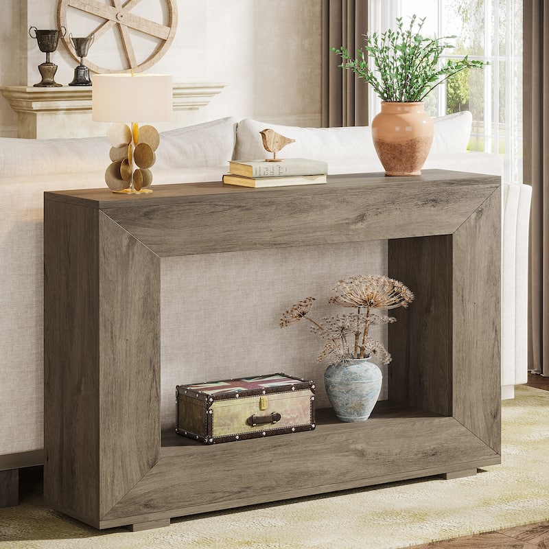 47 Inches Narrow Console Sofa Table for Entryway - 47.24" L x 11.81" W x 32.87" H - Wash Grey