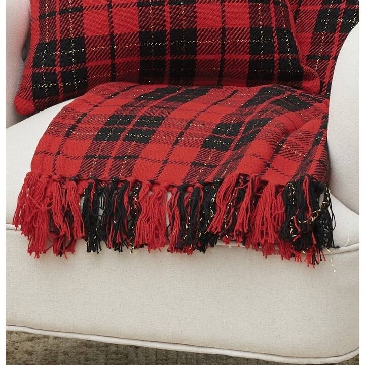Christmas Red Black Plaid Throw