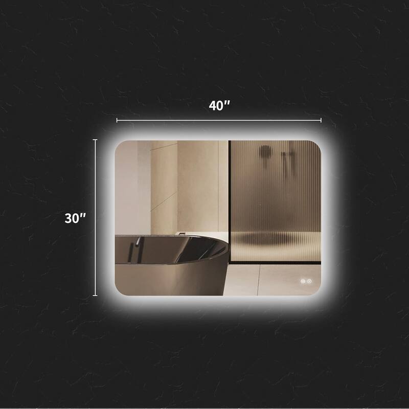 Rectangular Backlit Mirror Bathroom with LED strips, 24"x36"