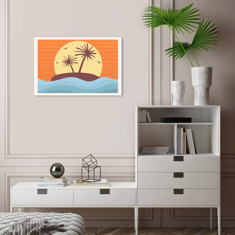 Wynwood Studio Canvas Nature and Landscape Retro Sunset Orange and Nautical & Coastal Wall Art Canvas Print - 16 x 24
