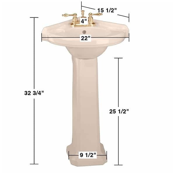 Classic Pedestal Sink Biscuit Colored China Corner Bathroom 4 Center ...