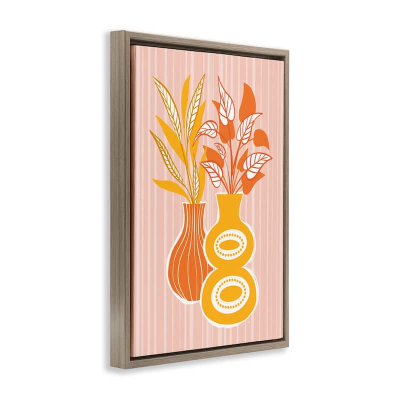 Stupell Orange & Yellow Vases Framed Floater Canvas Wall Art Design By Martina Pavlova
