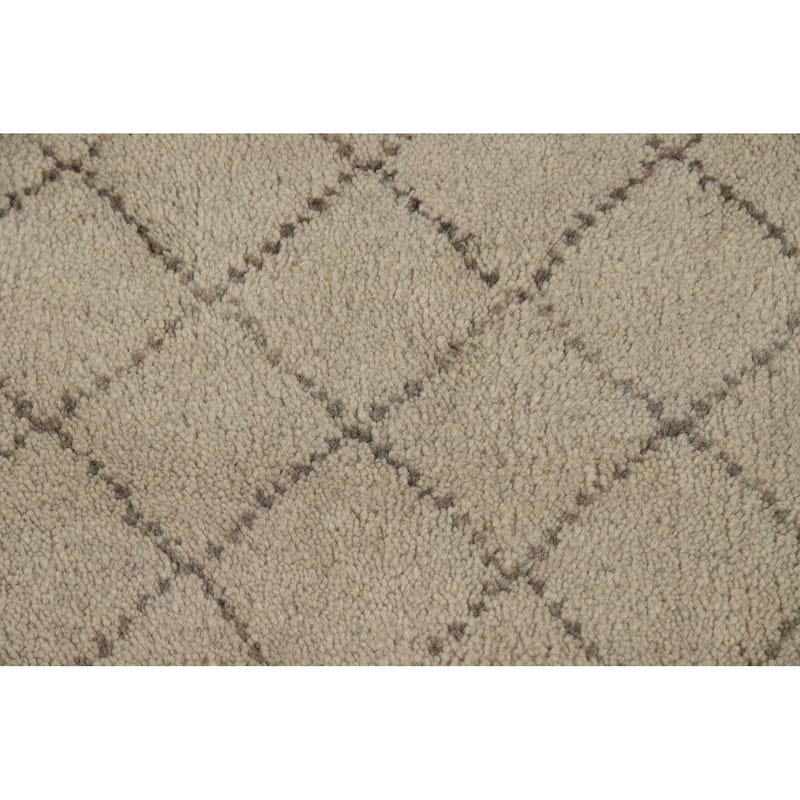 Trellis Moroccan Runner Rug Handmade Oriental Wool Carpet - 2'7" x 7'9"