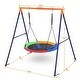 preview thumbnail 2 of 9, 32" Saucer Swing with Stand for Kids Outdoor