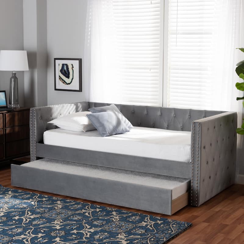 Larkin Modern Velvet Fabric Upholstered Daybed with Trundle