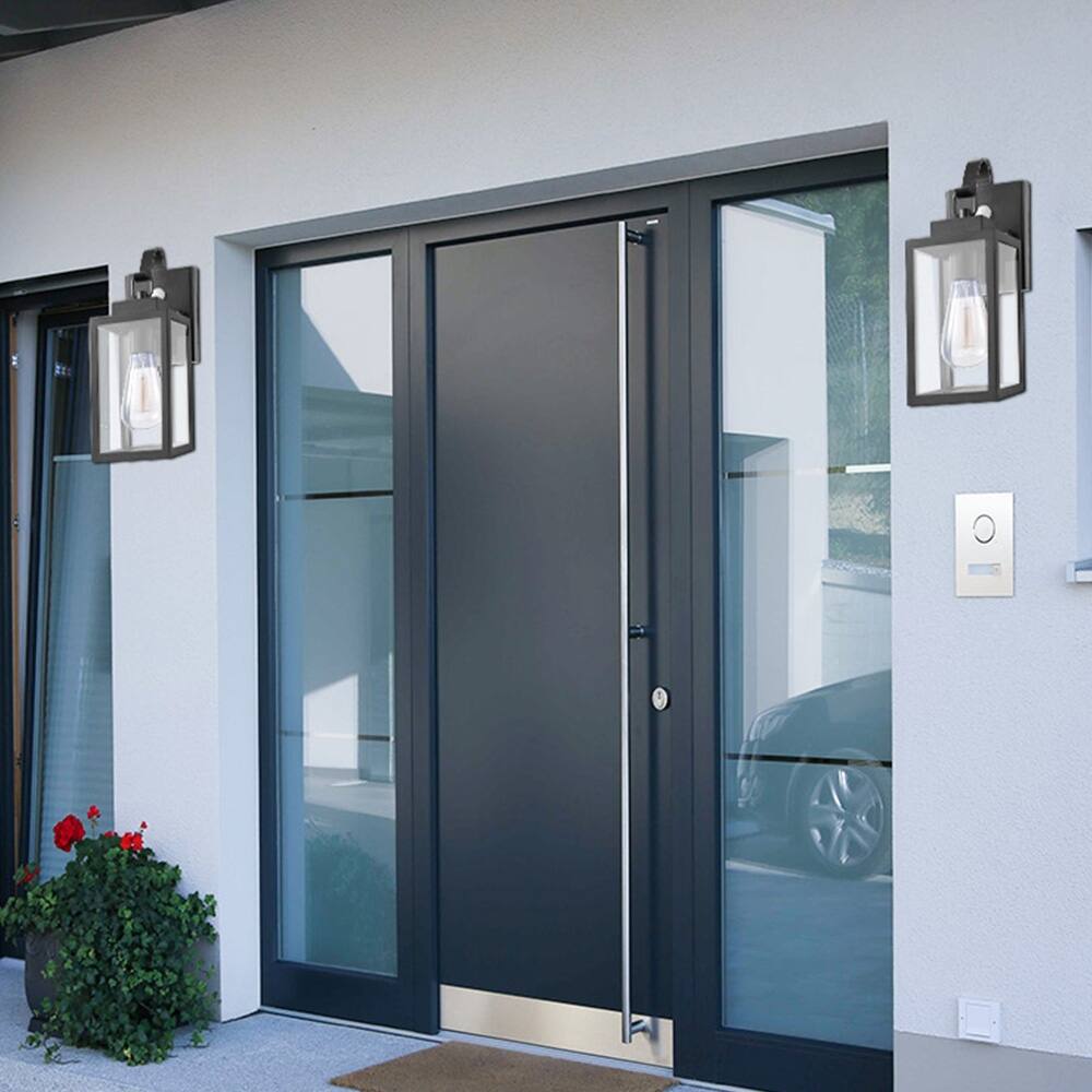 Porch Sensor Wall Lamp Outdoor Motion Detection Light - Dusk to Dawn - Black