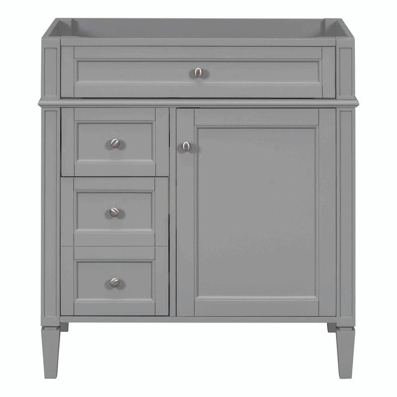 30'' Modern Bathroom Vanity with Top Sink, 2 Drawers and Tip-out Drawer