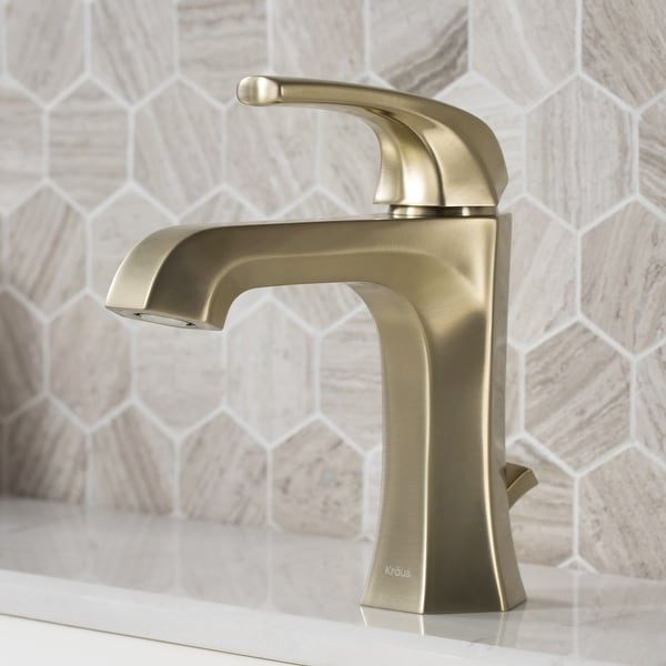 KRAUS Esta Single Handle 1-Hole Bathroom Faucet w/ Lift Rod Drain