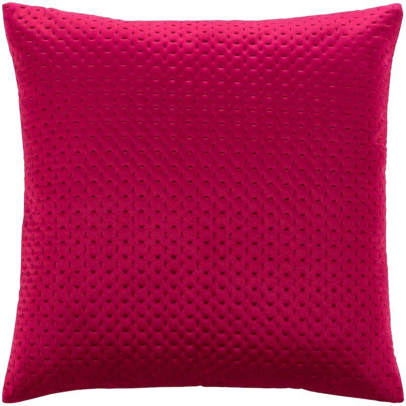 The Curated Nomad Sawyer Velvet Stitched 20-inch Throw Pillow with Poly or Down Fill - Polyester - Fuschia