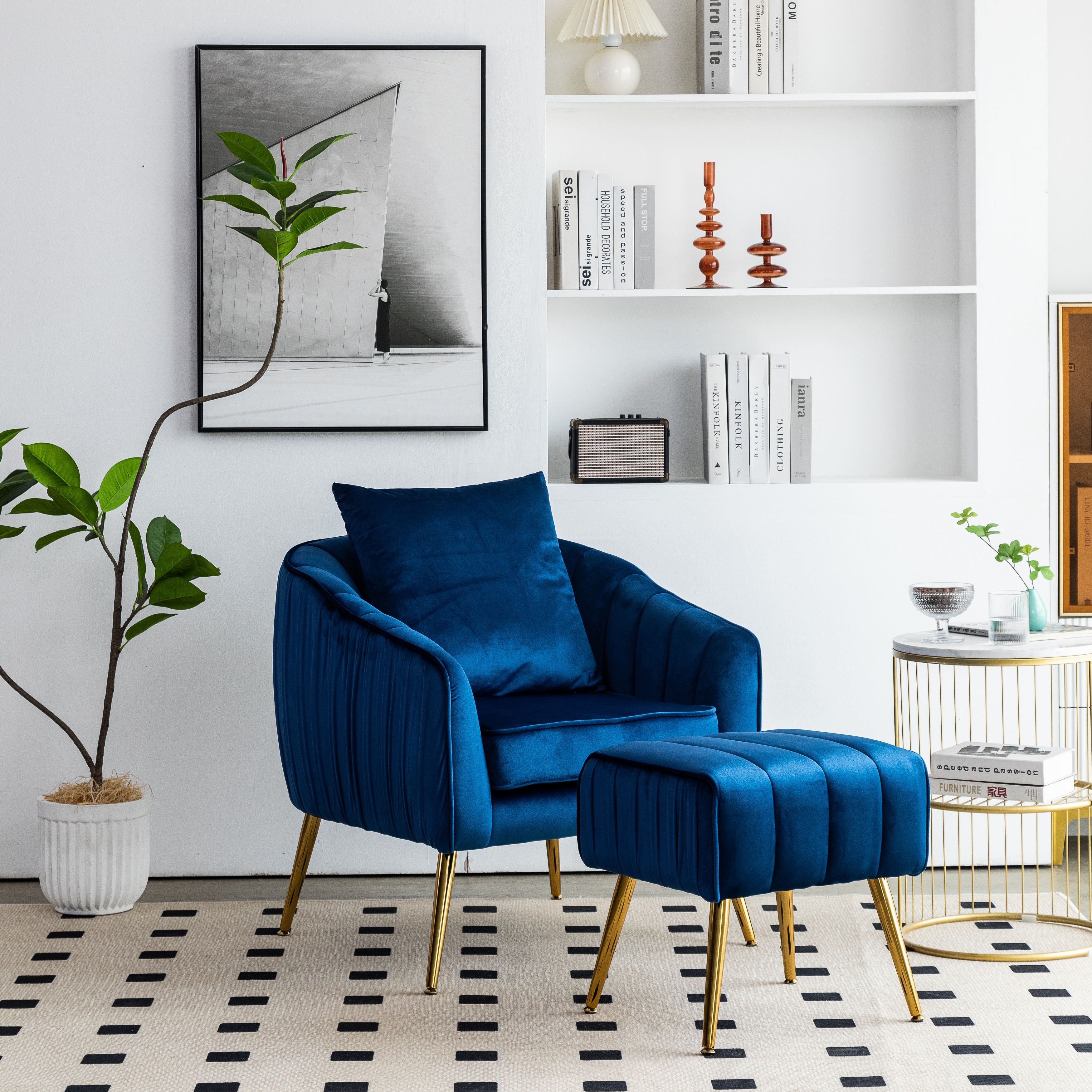 Side chair discount with ottoman