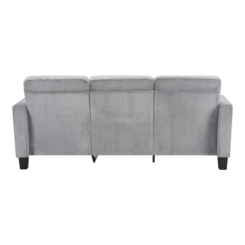 HomeRoots 84" Gray Corduroy Sofa