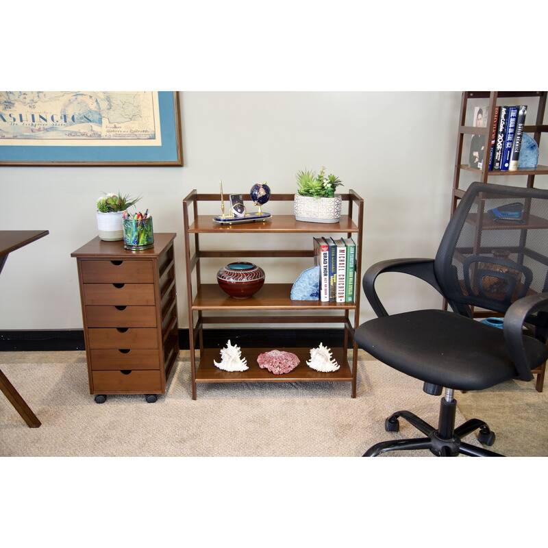 3 Tier Bamboo Frame Stackable Bookshelf