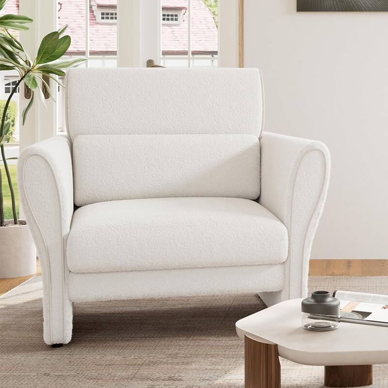 Sofa, Modern Boucle Accent Chair, Plush Upholstered Armchair, Comfortable Lounge Chair