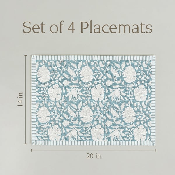 dimension image slide 7 of 9, over&back Hand-Blocked 100% Cotton Placemats - Machine Washable - Set of 4