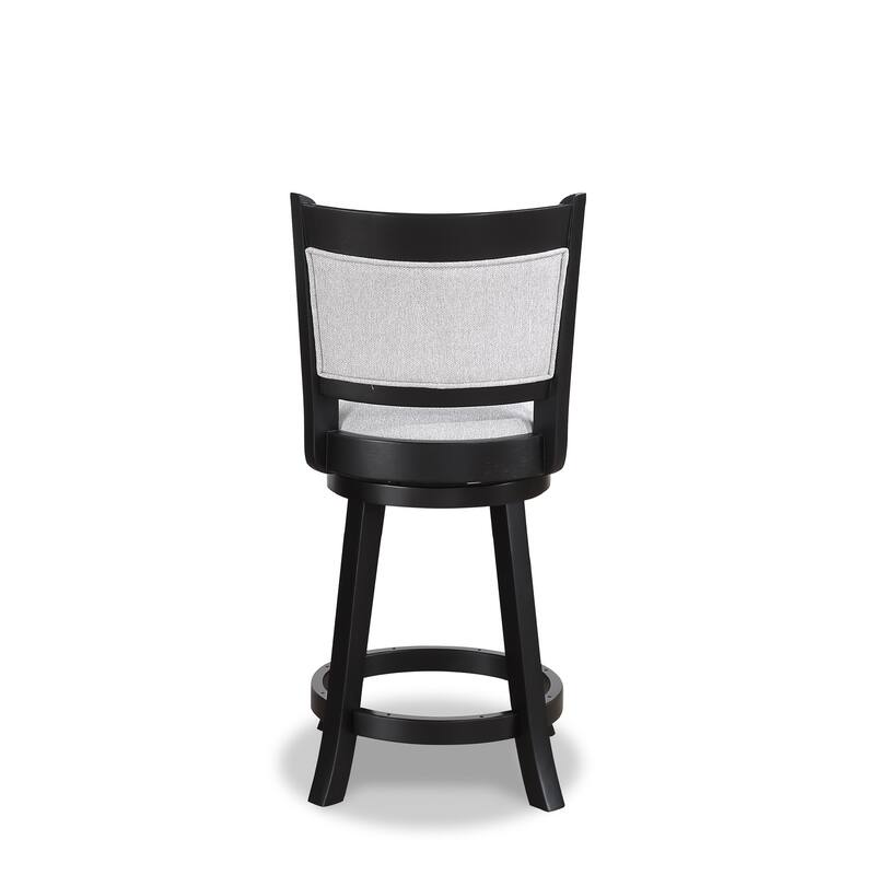 2Pc Swivel Pub Stools Counter Height Chair Upholstered Seat Footrest Wooden Dining Room Furniture Black/Dove