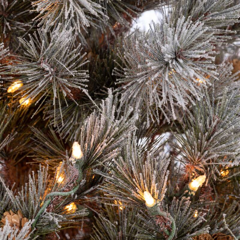 7.5 ft. Pre Lit Clear UL Lightly Flocked Hard Needle Scotch Pine