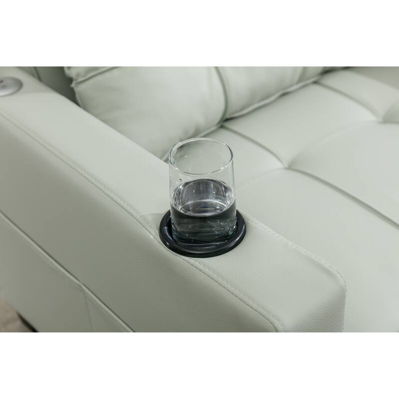 Leather Convertible Futon Armchair Bed with USB Ports, Adjustable Backrest (3-Position), and Built-in Cup Holders