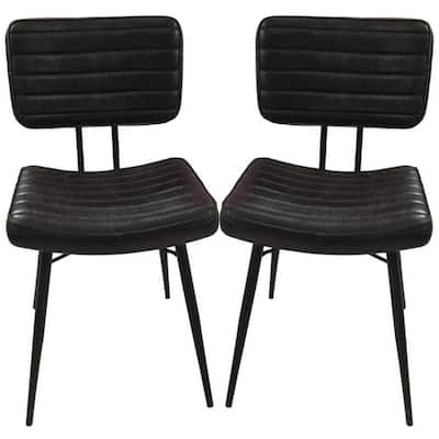 Rustic Modern Design Leather Upholstered Dining Chairs (Set of 2)