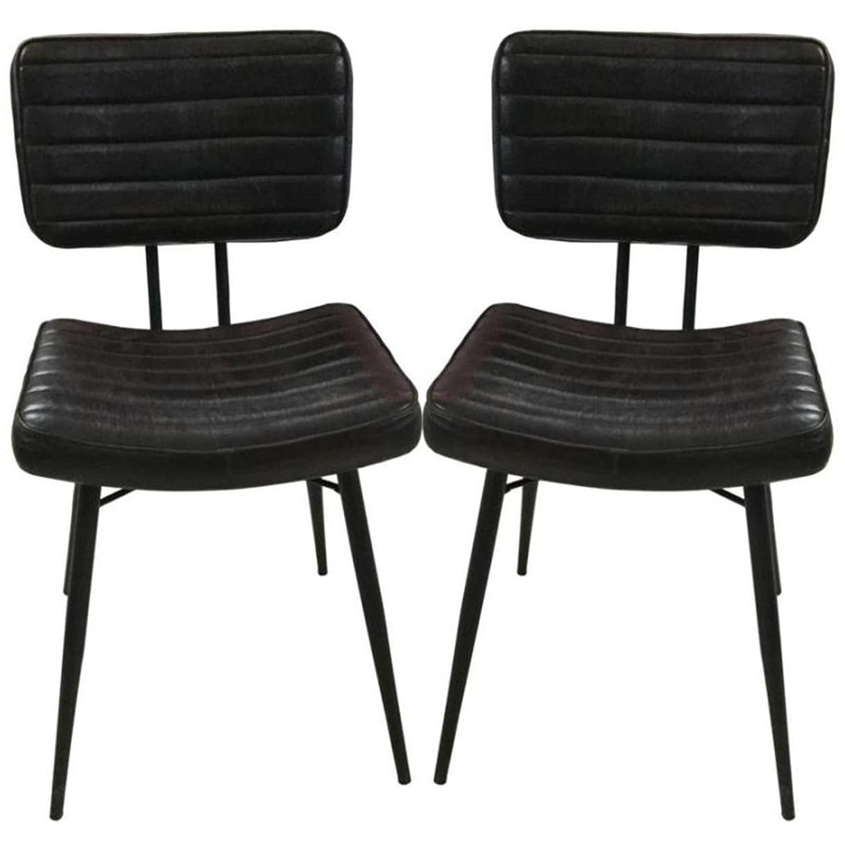 Rustic Modern Design Leather Upholstered Dining Chairs (Set of 2)
