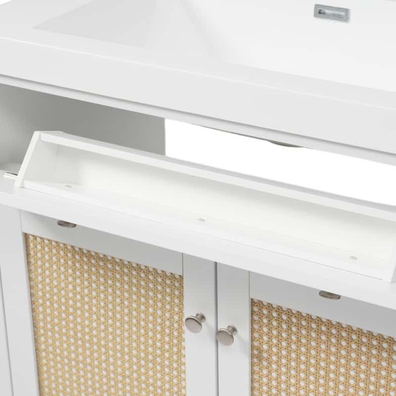 Freestanding Double Sink Bathroom Storage Cabinet, 60 Inch Bathroom Vanity with SMC Sink