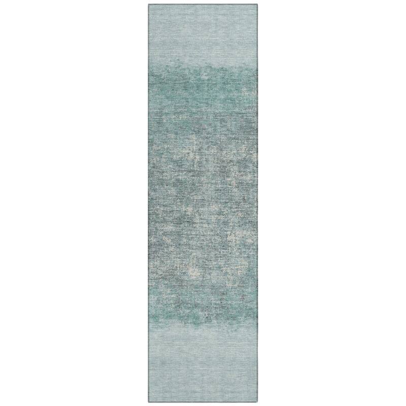 Machine Washable Indoor/Outdoor Border Ombre Chantille Rug