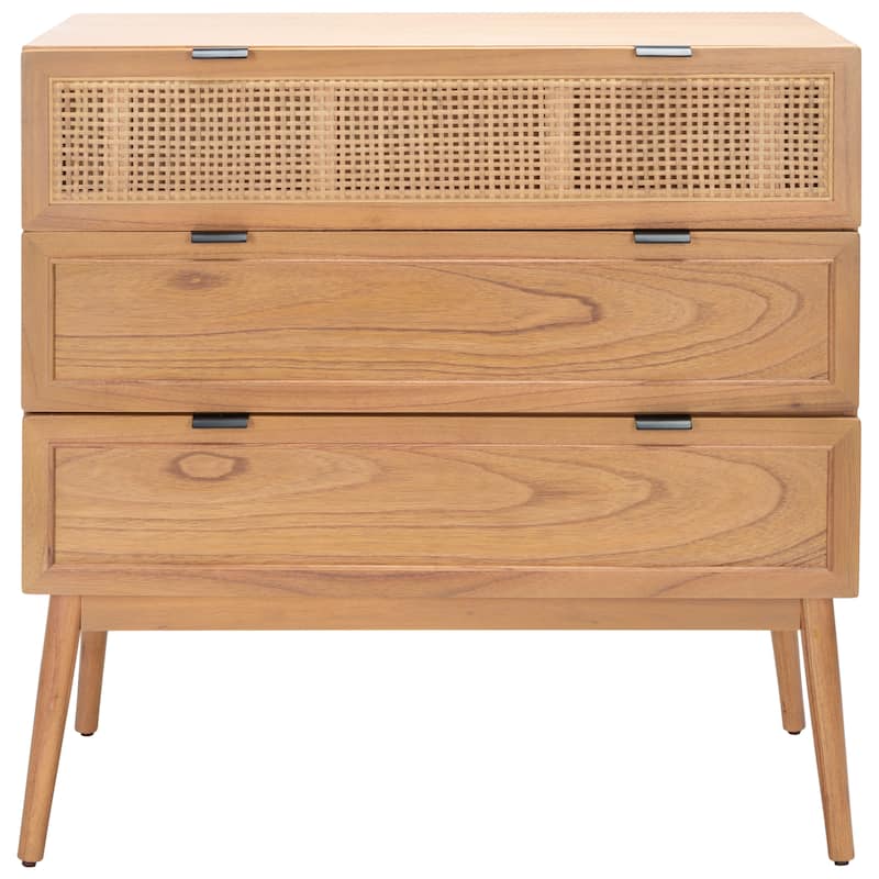 SAFAVIEH Baisley Mid-Century 3-Drawer Rattan Chest - 36" W x 18" L x 36" H