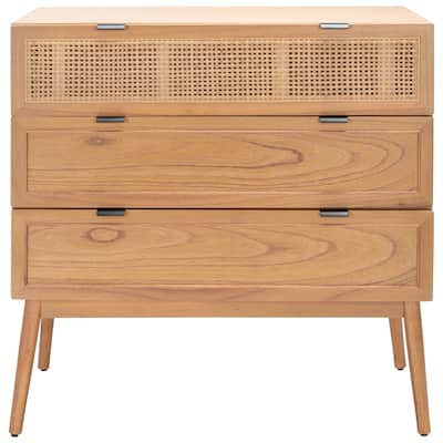 SAFAVIEH Baisley Mid-Century 3-Drawer Rattan Chest - 36" W x 18" L x 36" H