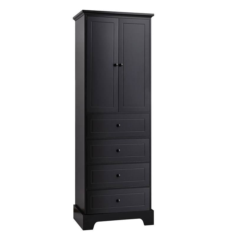 Classic Bathroom Storage Cabinet with 2 Doors & 4 Drawers — Elegant & Versatile