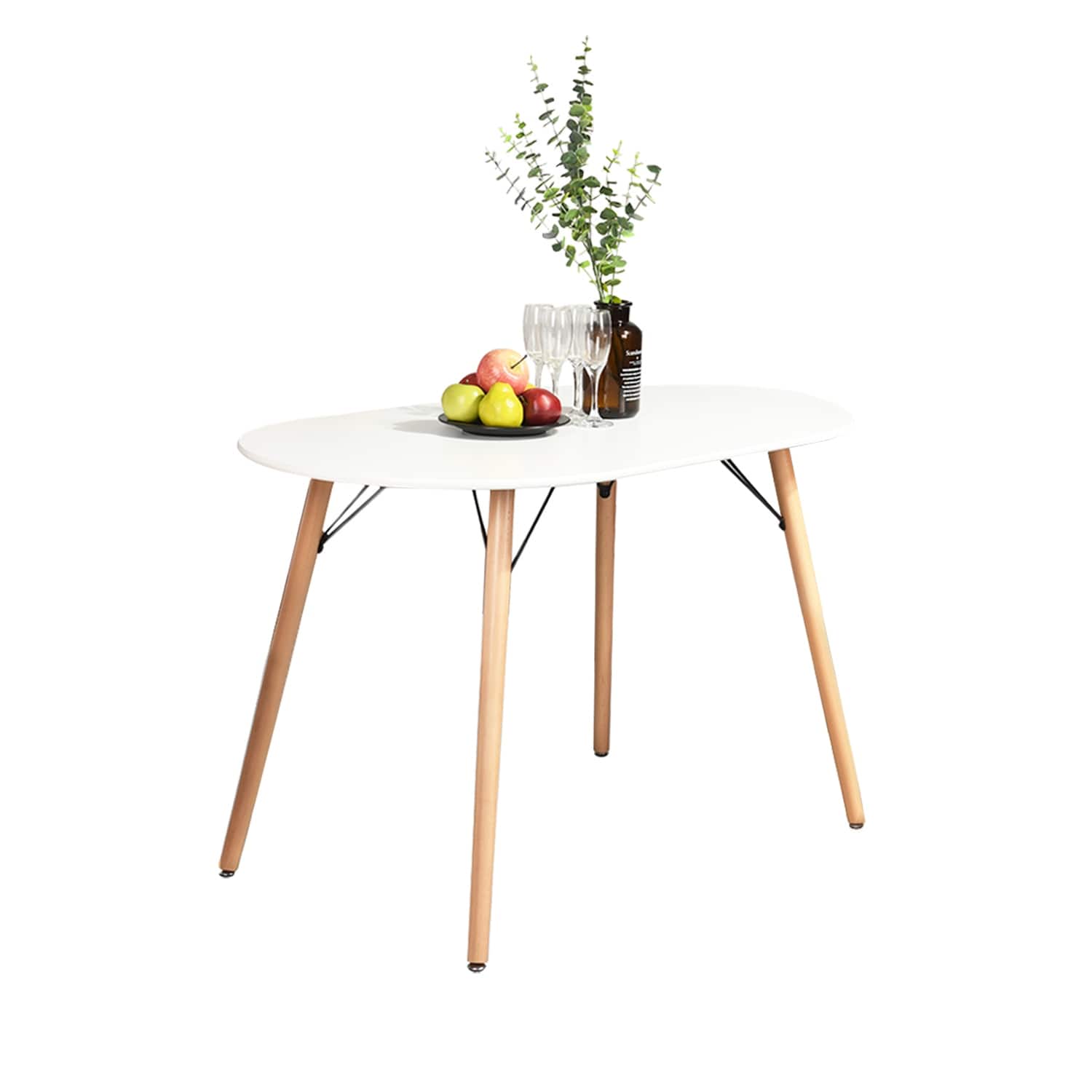 HomyLin 47.2" White Rectangular Dining Table for 4-6 People
