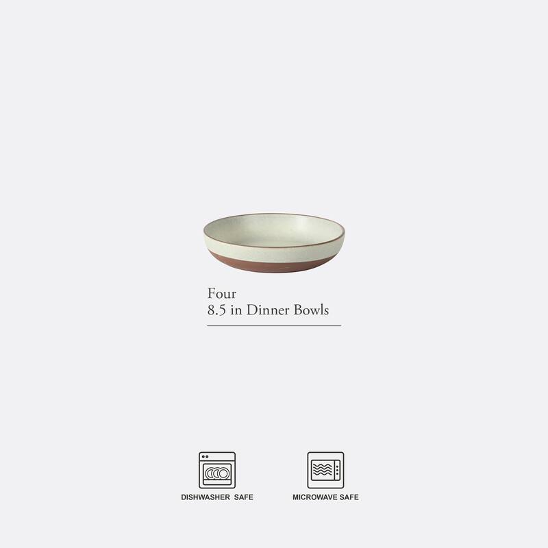 Gibson Elite William Crest 4 Piece Dinner Bowl Set, 8.5" Round Stoneware Reactive Glaze Finish, Large Soup, Pasta & Salad Bowls