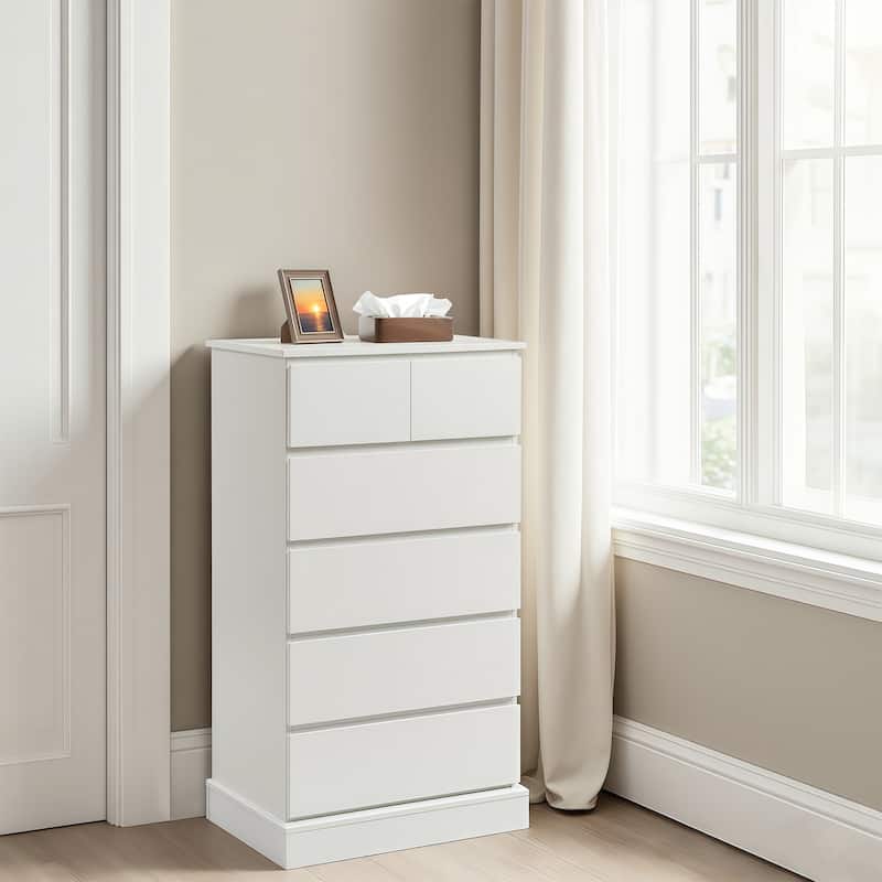 GDF Studio - Banleigh Modern Wood Tall 6- Drawers Dresser with Concealed Handle