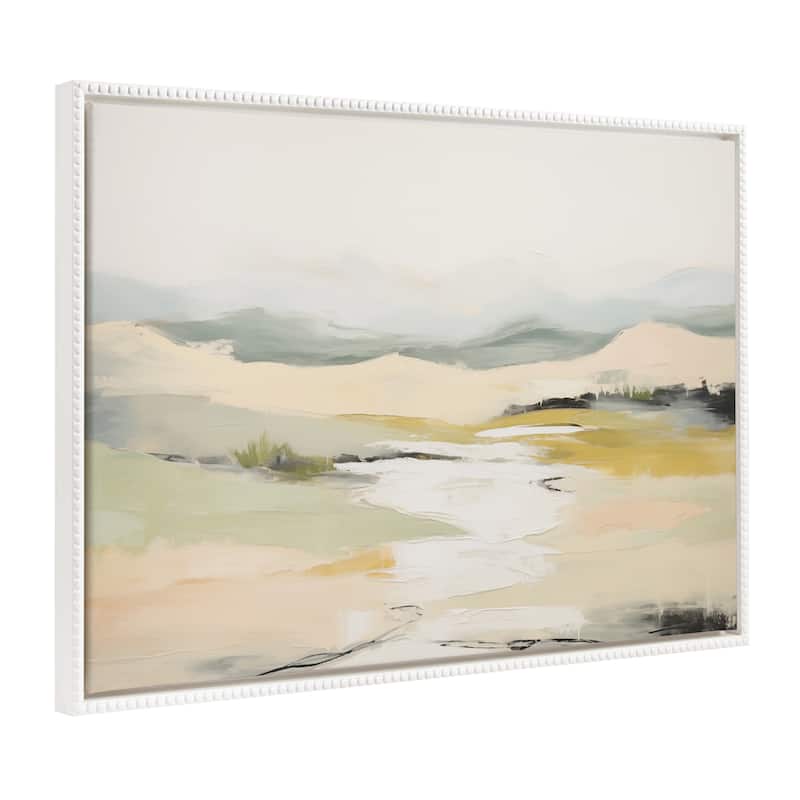 Sylvie Beaded Tranquil Landscape I Framed Canvas by Amy Lighthall - 31.5x41.5 - White