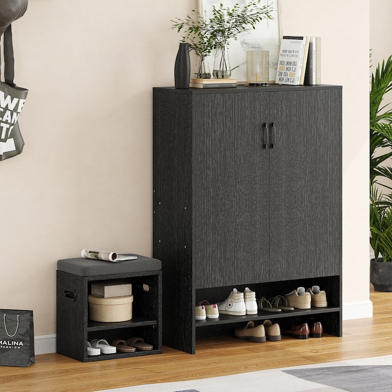 Rossetta 7-Tier Hidden Narrow Shoe Cabinet with ith Adjustable Shelves and Doors