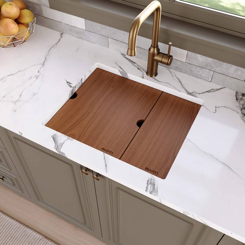 Ruvati Glass Rinser and Sink Combo 22 inch Workstation for Wet Bar Bottle Washer Undermount - 22 x 18 - 22 x 18