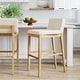 preview thumbnail 38 of 115, Gracie Modern Bar Stool, Boucle Upholstered Chair and Brushed Wooden Legs Set of 3 - Cream Boucle/Warm Pine - Bar Height - 29-32 in.