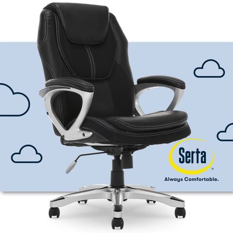 Serta Amplify Executive Office Chair, Faux Leather and Mesh, Black