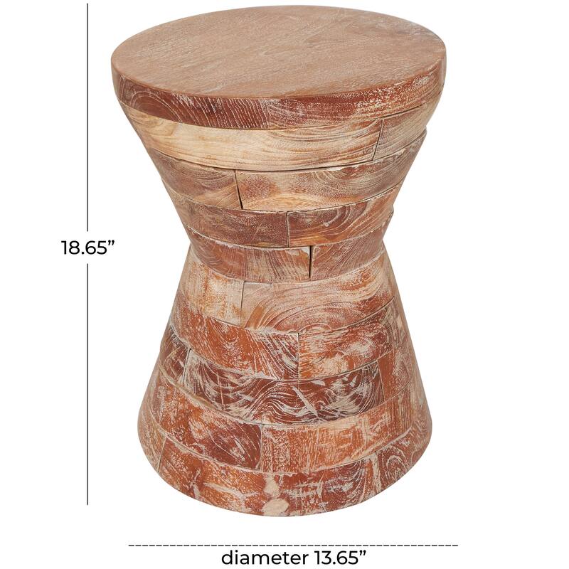 Timeless Brown Teak Wood Intricately Carved Accent Table