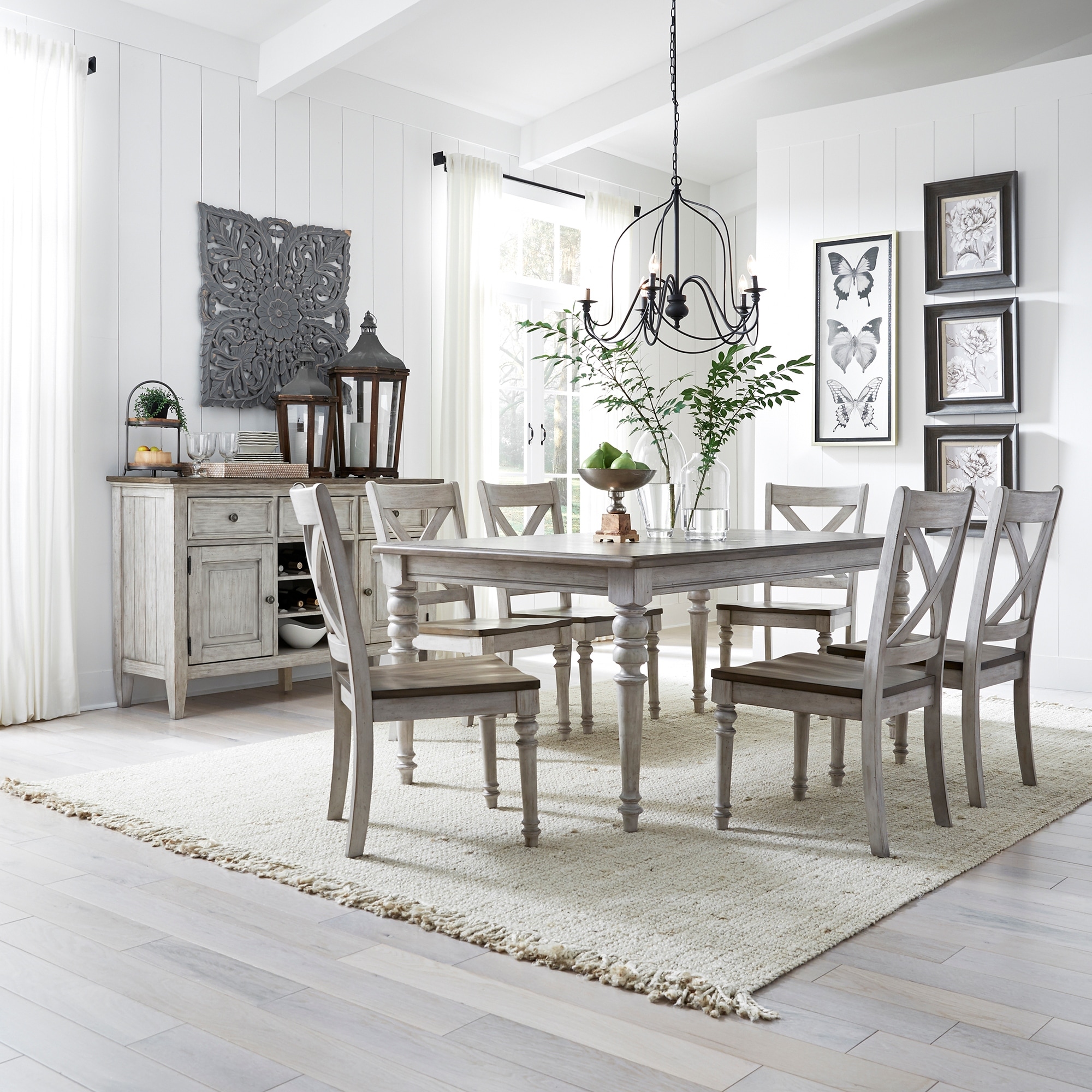 Weathered grey dining on sale table set
