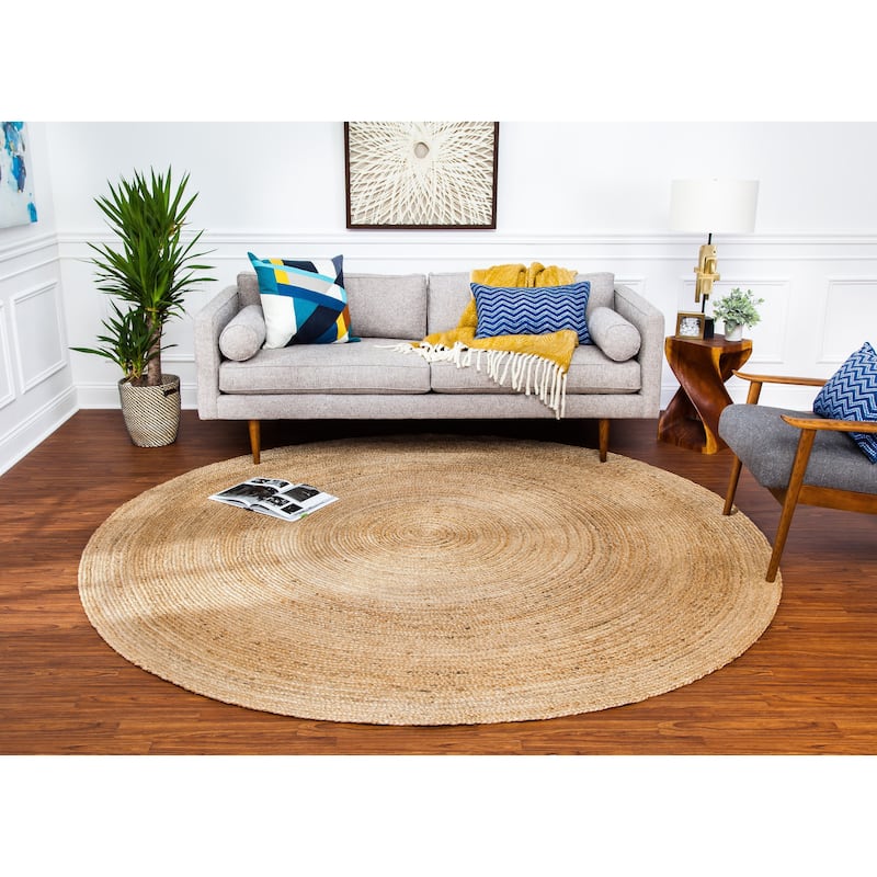 Jani Tara Braided Natural Jute Area Rug - Kerala Round Rug, 4-Feet, Durable, Superior Quality