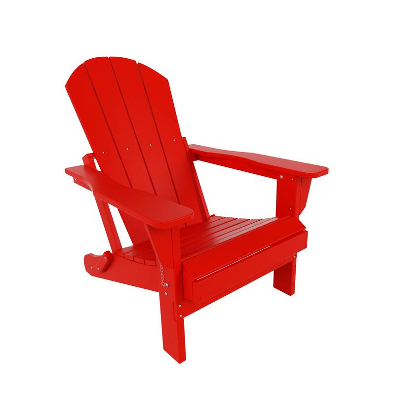 POLYTRENDS Laguna Folding Poly Eco-Friendly All Weather Outdoor Adirondack Chair - Red