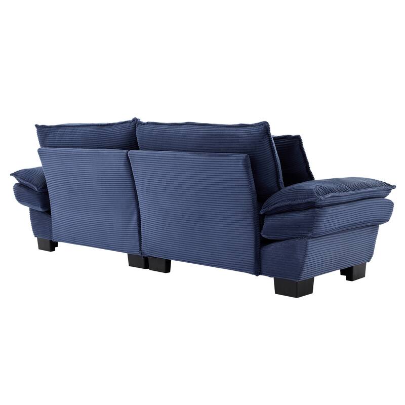 84-Inch Corduroy Sofa with Double Layer Cushion and 2 Extra Pillows for Living Room or Guest Room