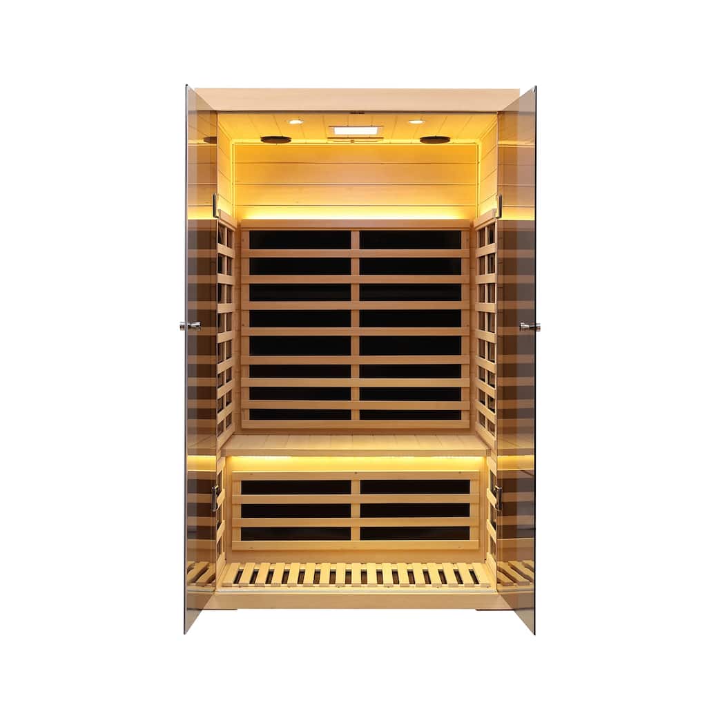 2-Person Sauna with LCD Display, Key Control and Bluetooth - 47" x 38" x 76"