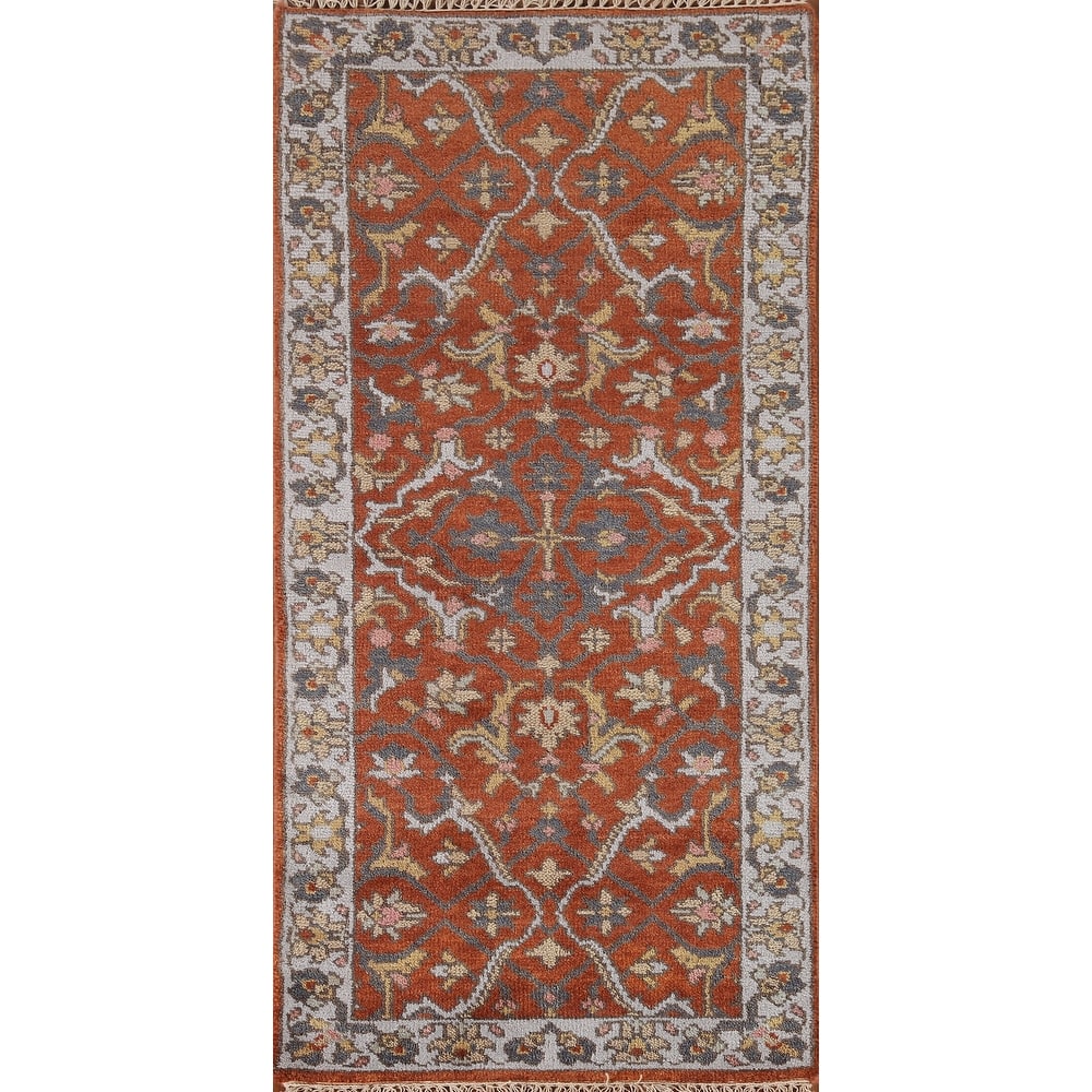 Orange Heriz Serapi Indian Area Rug Hand-knotted Wool Carpet - 2'7"x 5'11"