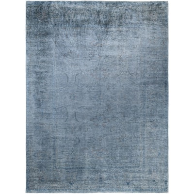 Overdyed One-of-a-Kind Hand-Knotted Area Rug - Gray - 9' 1" x 12' 1"
