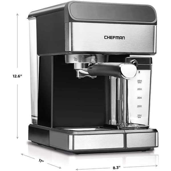 Chefman 6-in-1 Stainless Steel 15-Bar Pump Espresso Machine - On